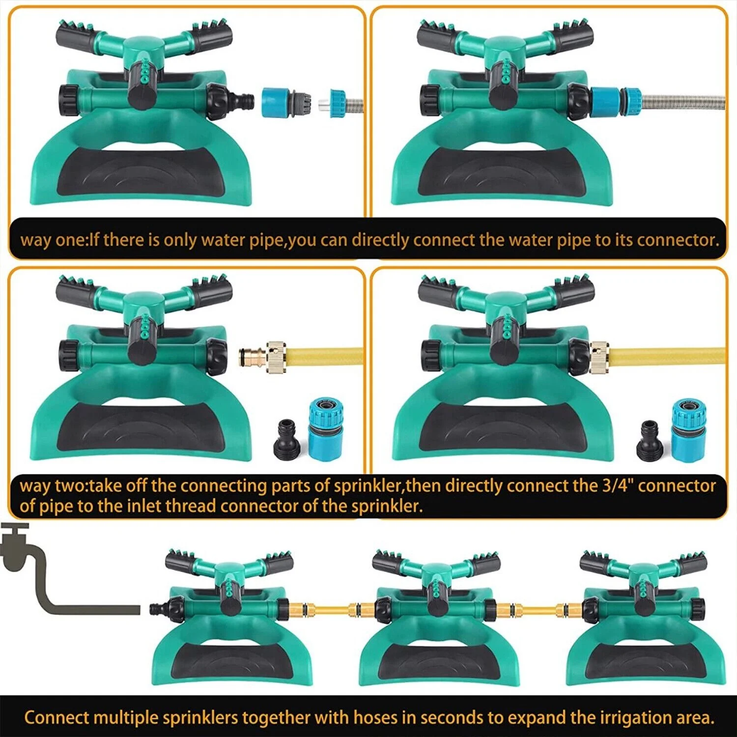 360? Rotating Lawn Garden Sprinkler Grass Sprayer Watering Irrigation System