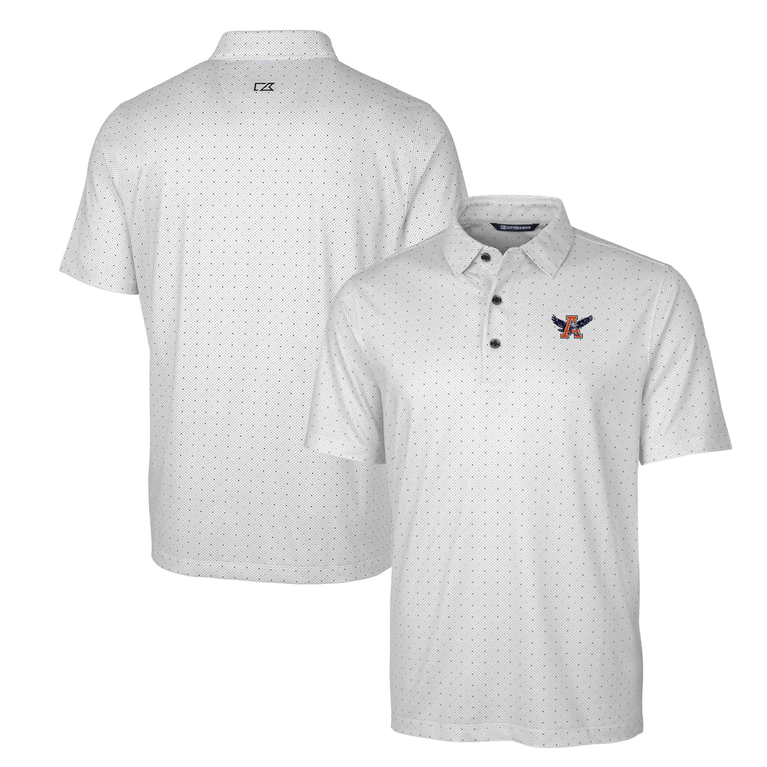Men's Cutter & Buck Charcoal Auburn Tigers Primary Team Logo Pike Double Dot Print Stretch Polo