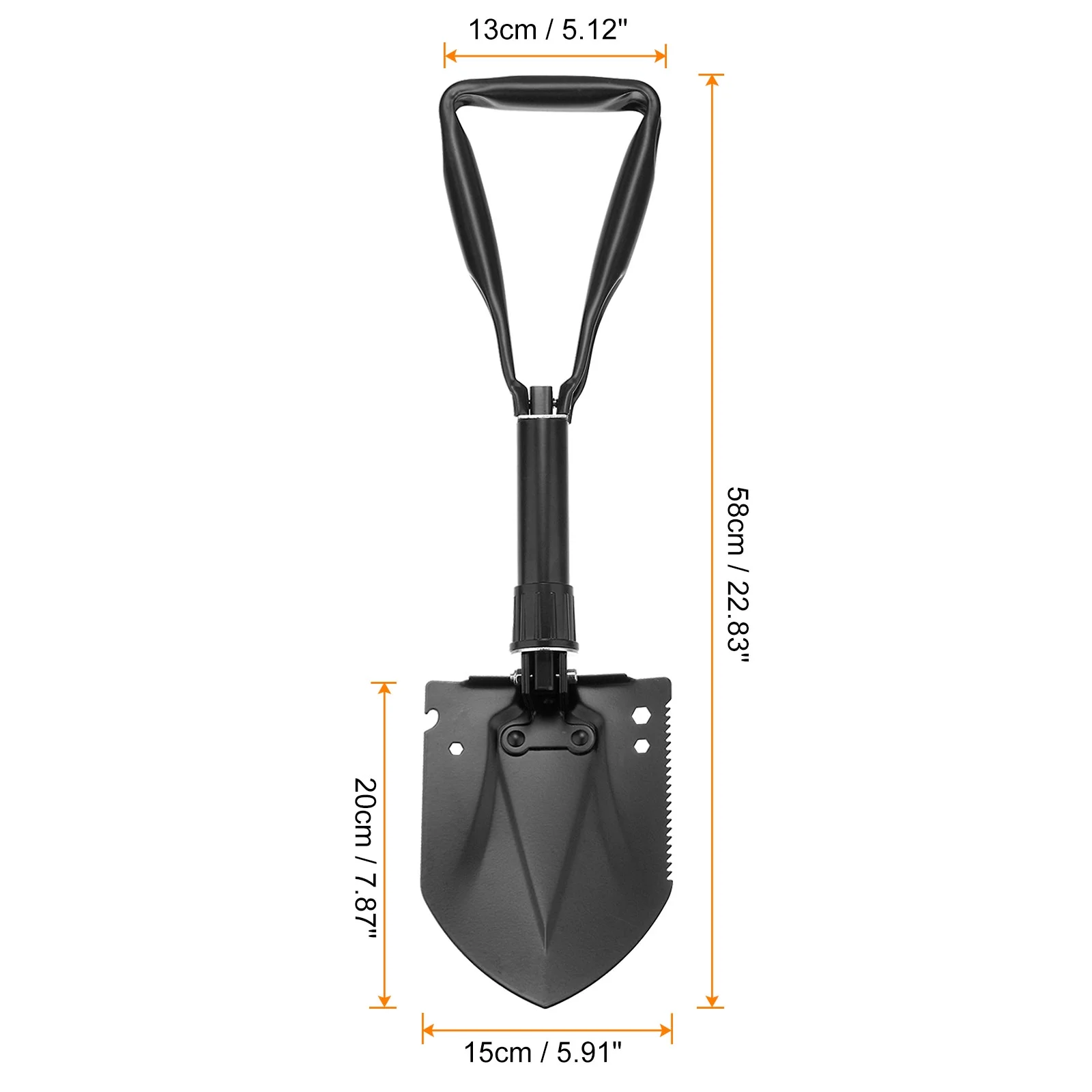 Uxcell Multifunctional Folding Camping Shovels 58cm Adjustable Multi-Purpose Gardening Shovel with Carrying Bag Black