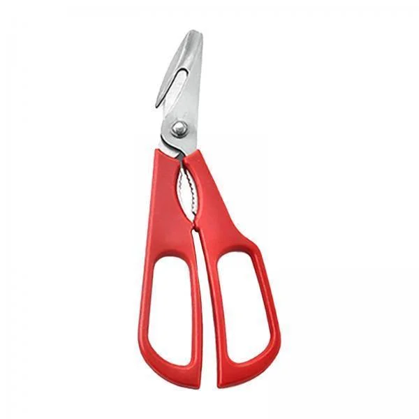 DOMELAY 4xStainless Steel Seafood Scissors Multipurpose for Fishing Restaurant Cooking Red