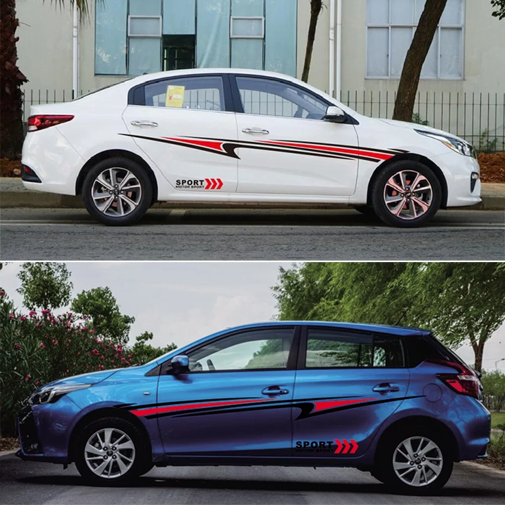 2pcs Car SUV Vinyl Graphic Car Body Sticker Side Decal Stripe DIY Decals Kit