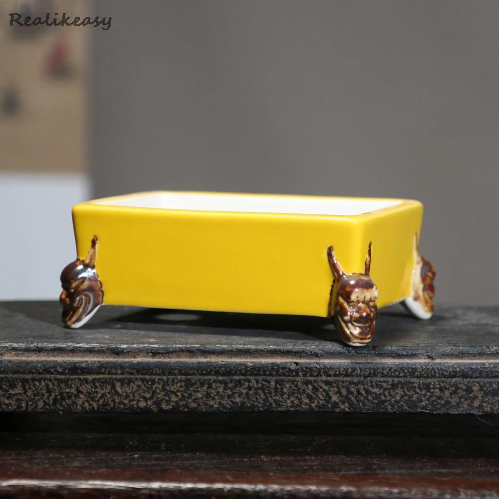 Purple Clay Flower Pot Japanese Style Ceramic Bonsai Desktop Decorative Flower Pot Creative Retro Succulent Decorative Pot LC299