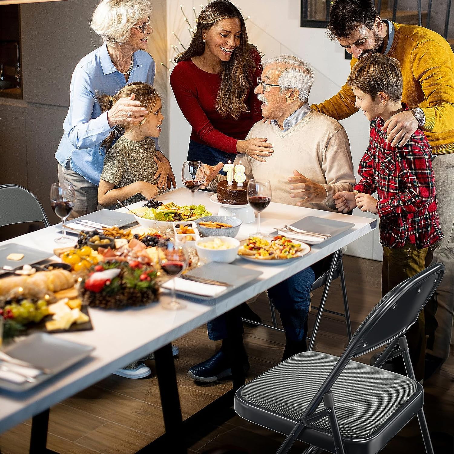 YPSXVGJ with Padded Seats  Metal Frame with Fabric Seat & Back  Capacity 350 lbs  Khaki  Set of 6