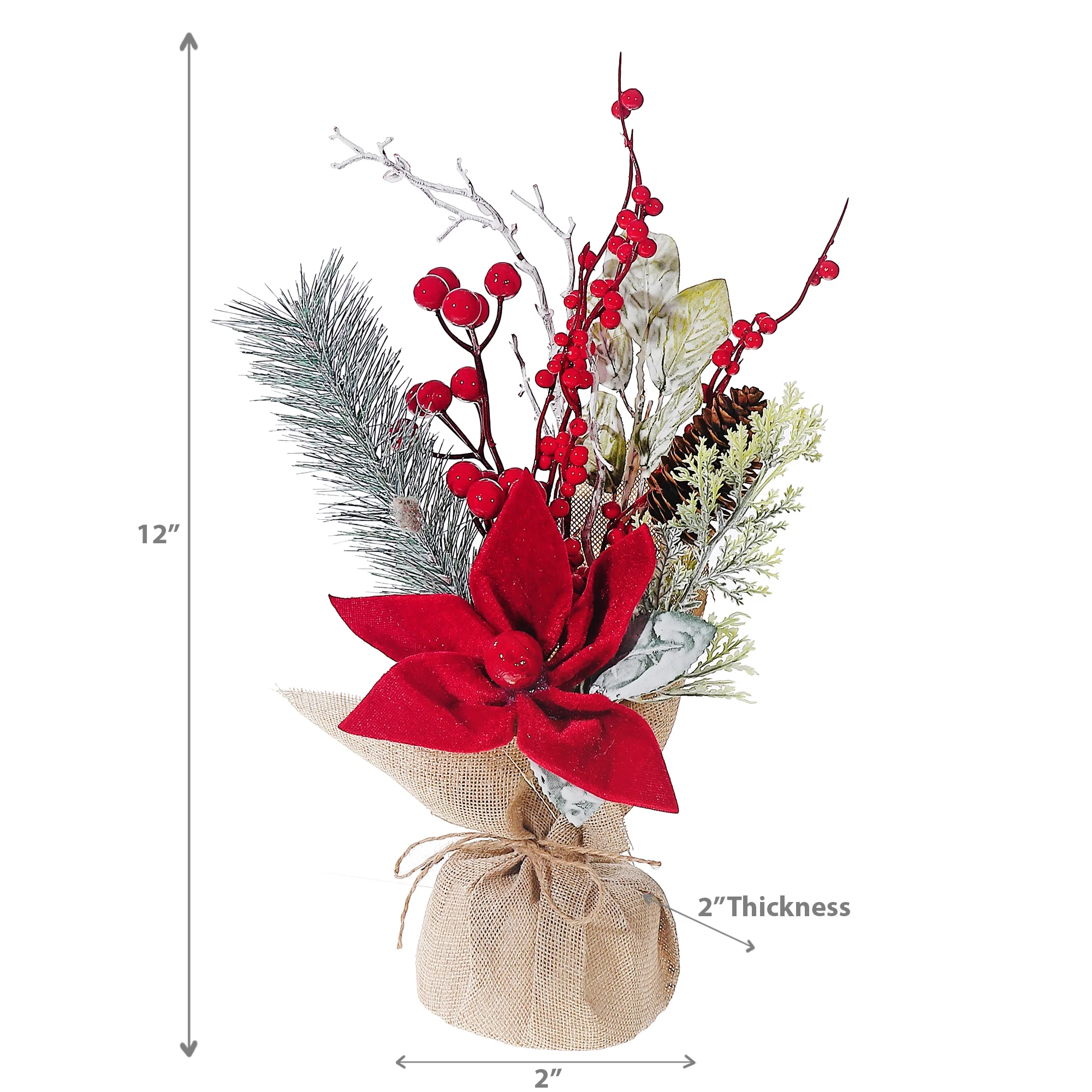 Maison Concepts Christmas Poinsettia Spray In Burlap Pot 12