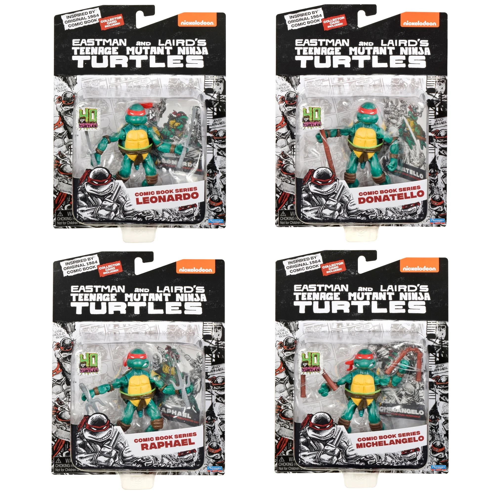 Teenage Mutant Ninja Turtles: 4” Comic Book Figure Bundle with Comic Book by Playmates Toys