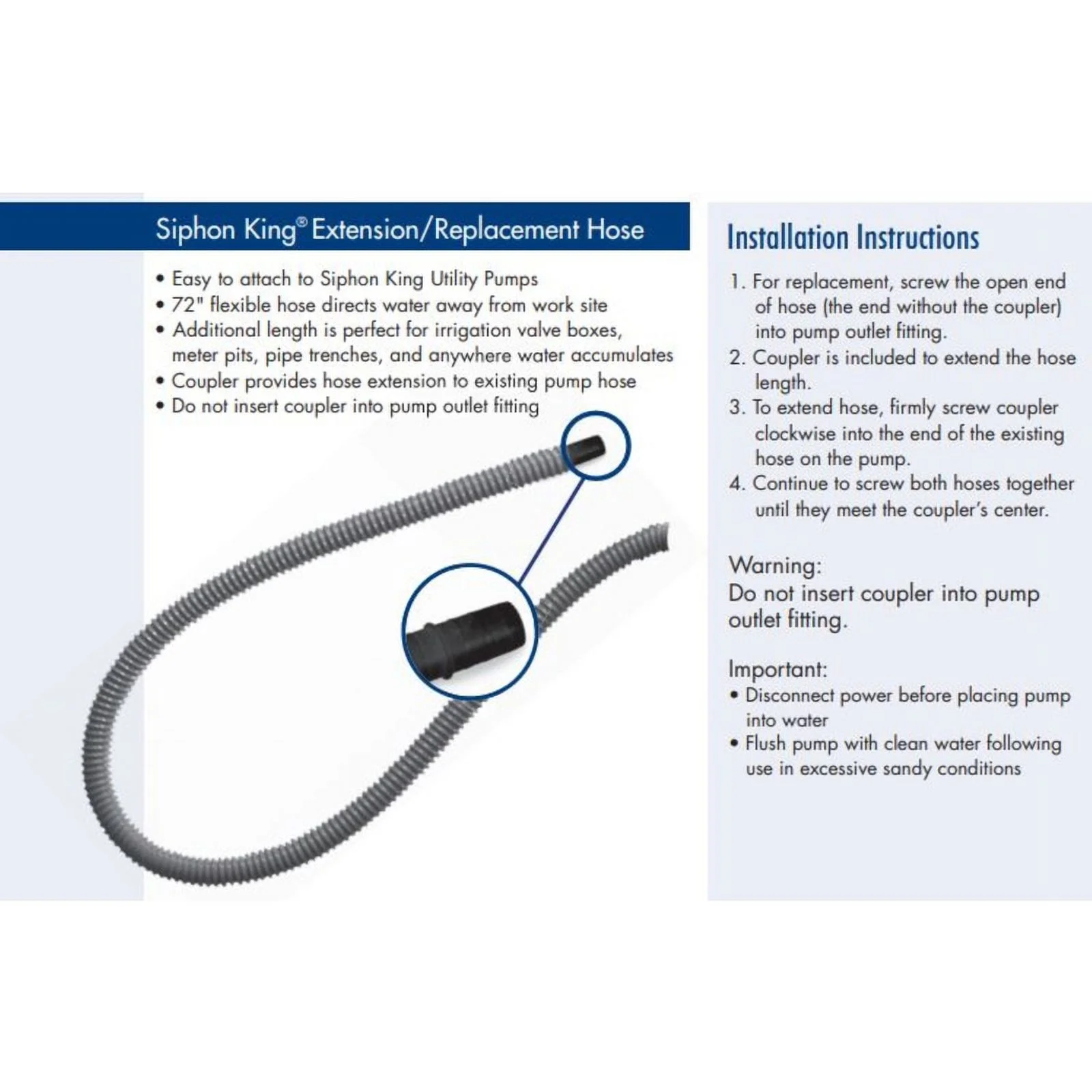 King  1.5 x 72 in. Innovation Polypropylene Hose