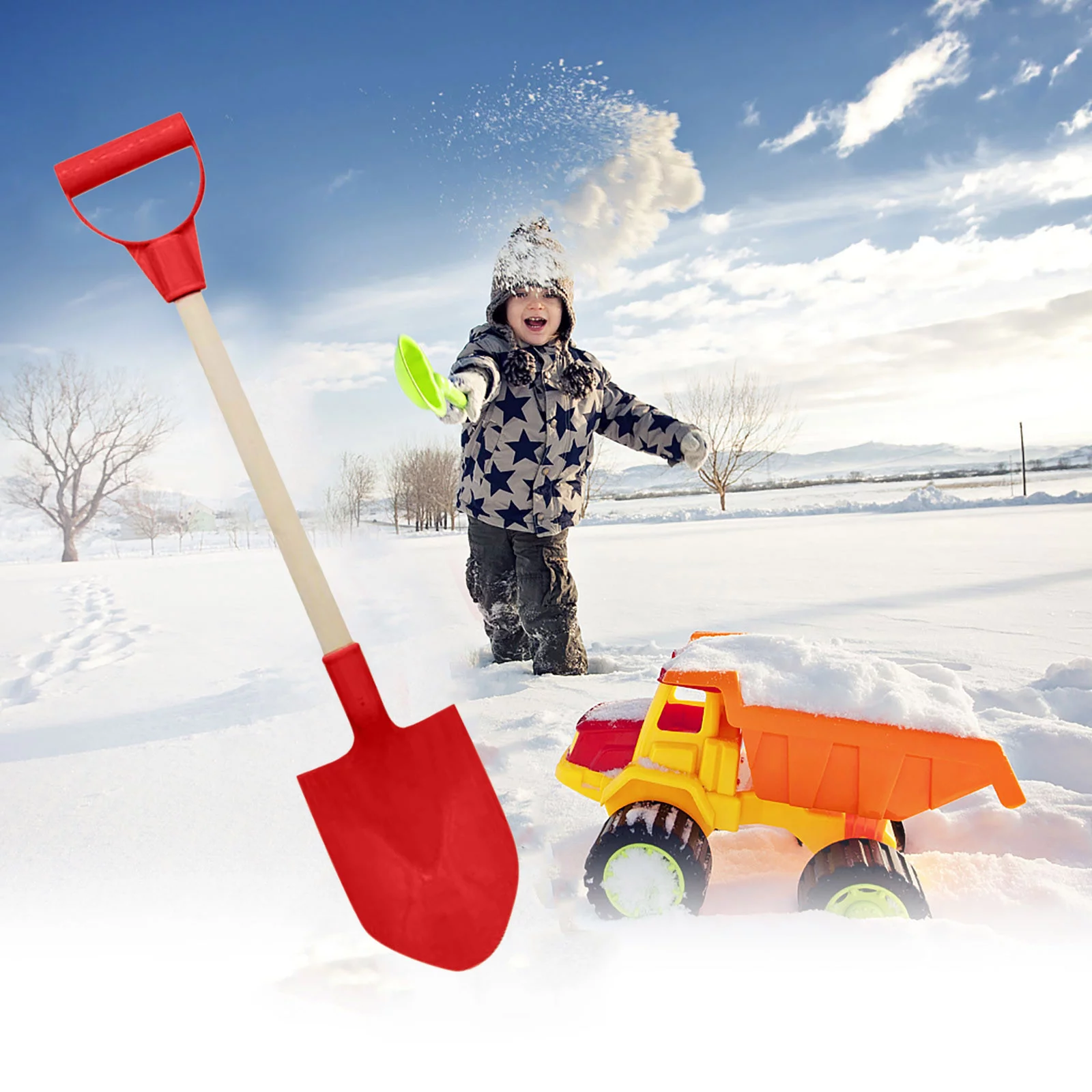Beach Toy 1Pcs Children'S Snow Shovel Children'S Beach Shovel With Wooden Handle Wood Pp
