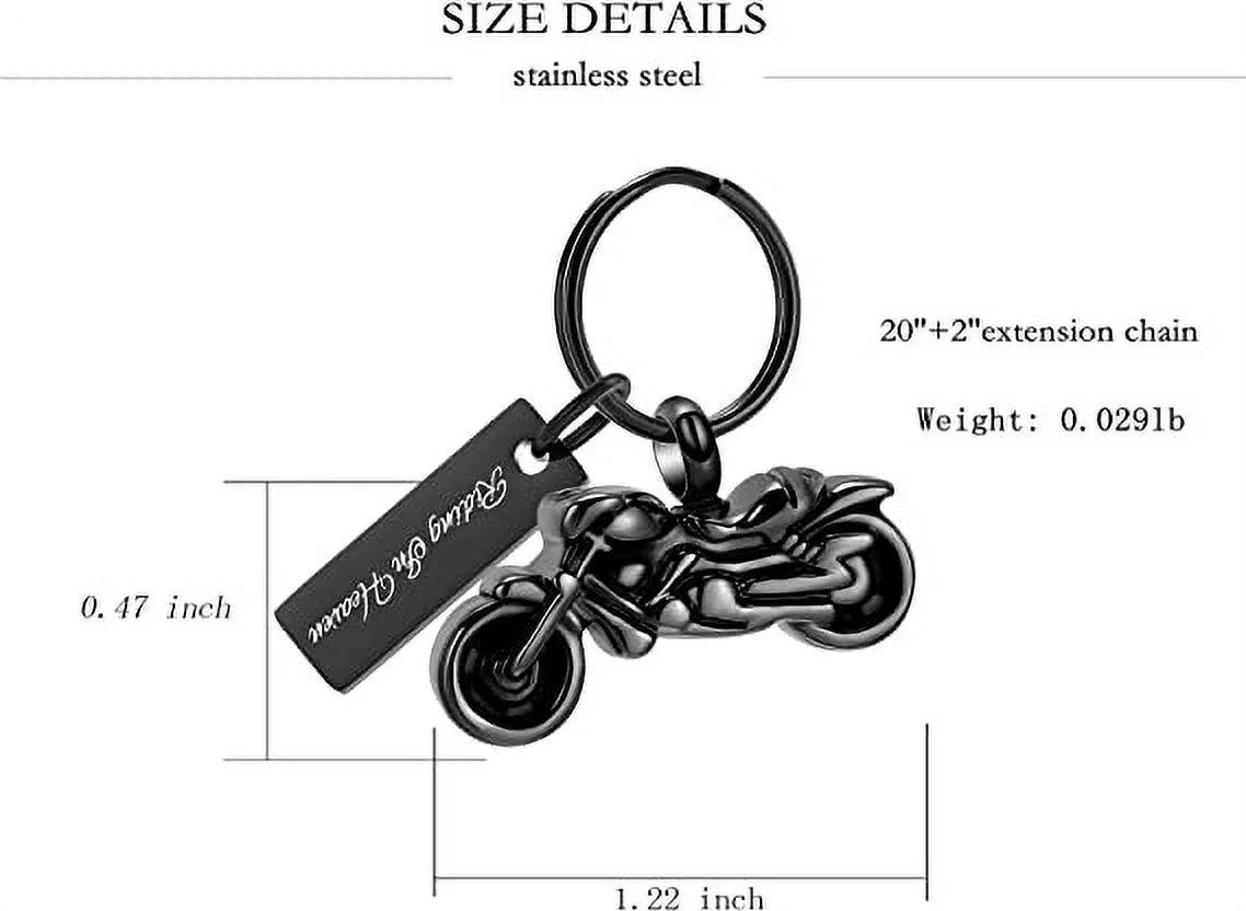 Motorcycle Cremation Urn Pendant Key chain, Stainless Steel Jewelry Memorial Ashes Keepsake Ashes Keepsake Urn Key Ring