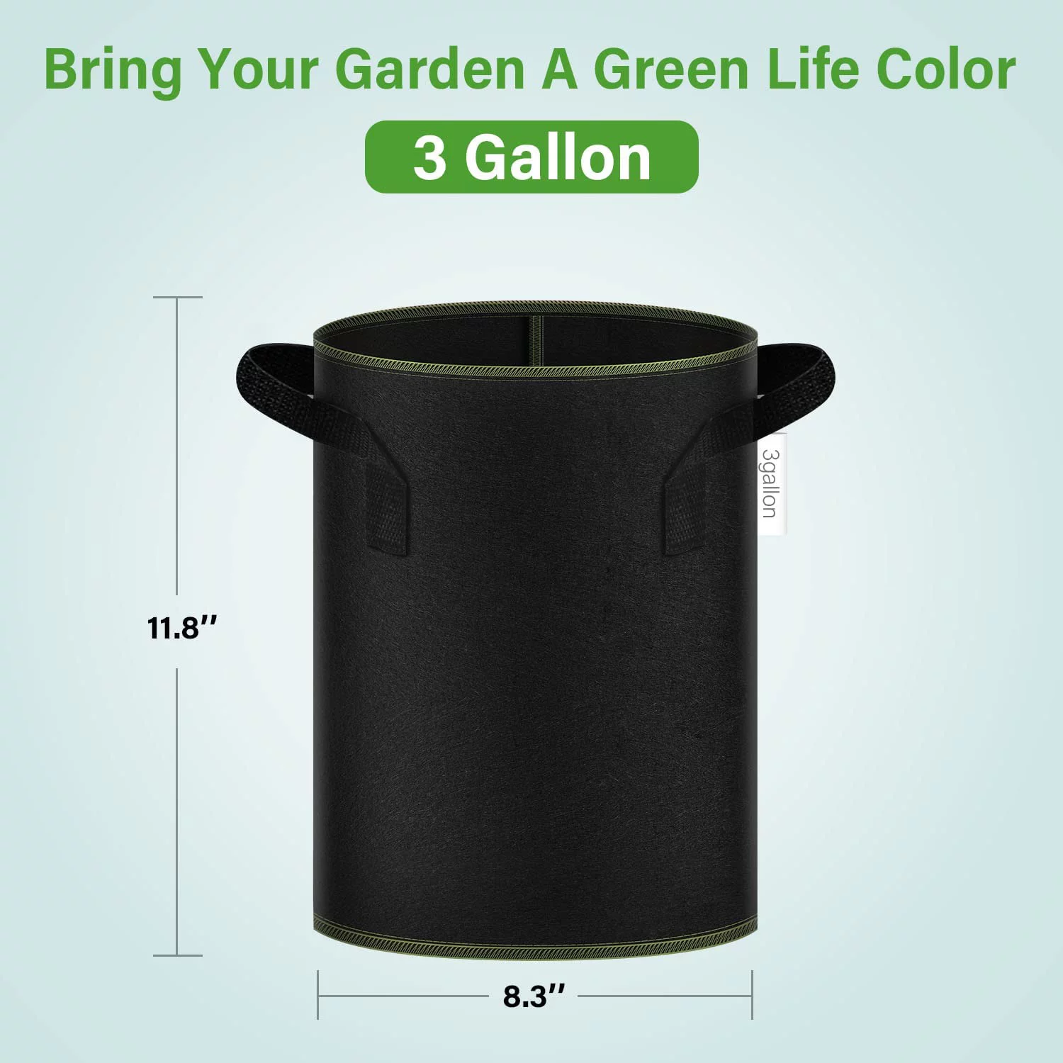 iPower 3-Gallon 5-Pack Grow Bags Thickened Nonwoven Fabric Pots -Black