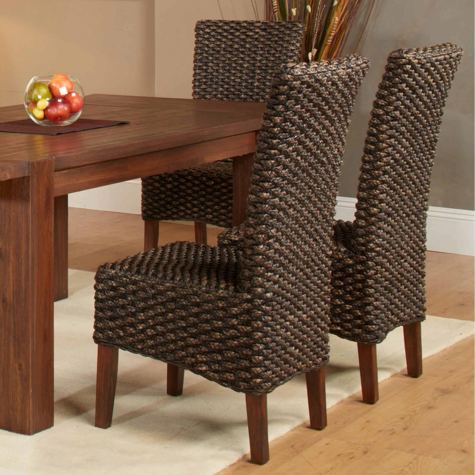 Modus Furniture Meadow WickerParson Dining Chair in Brick Brown (Set of 2)