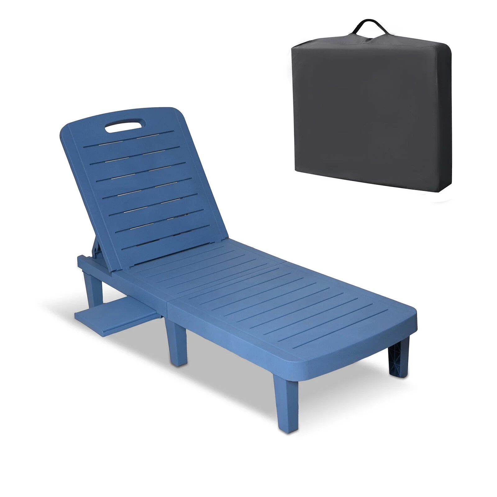 CLARFEY Outdoor Patio Reclining Chaise Beach Sun Loungers Adjustable Chair W/Bag