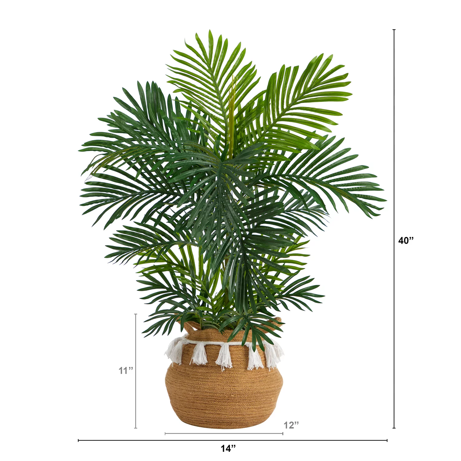 Nearly Natural Areca Artificial Palm Tree in Boho Chic Handmade Natural Cotton Woven Planter