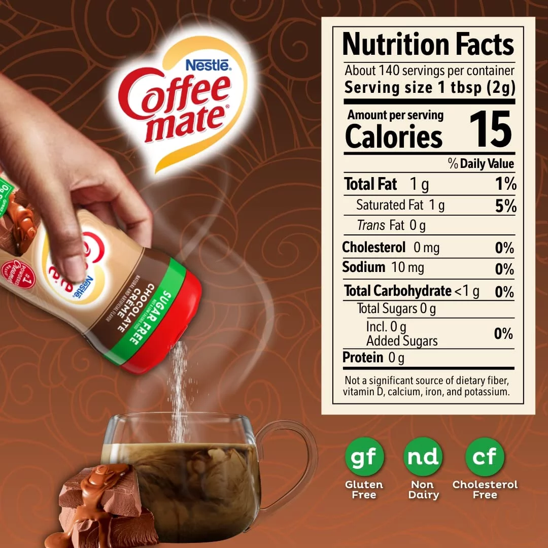 Coffee-mate Coffee Creamer Sugar Free Creamy Chocolate, Pack of 1 (10.2 Ounce)