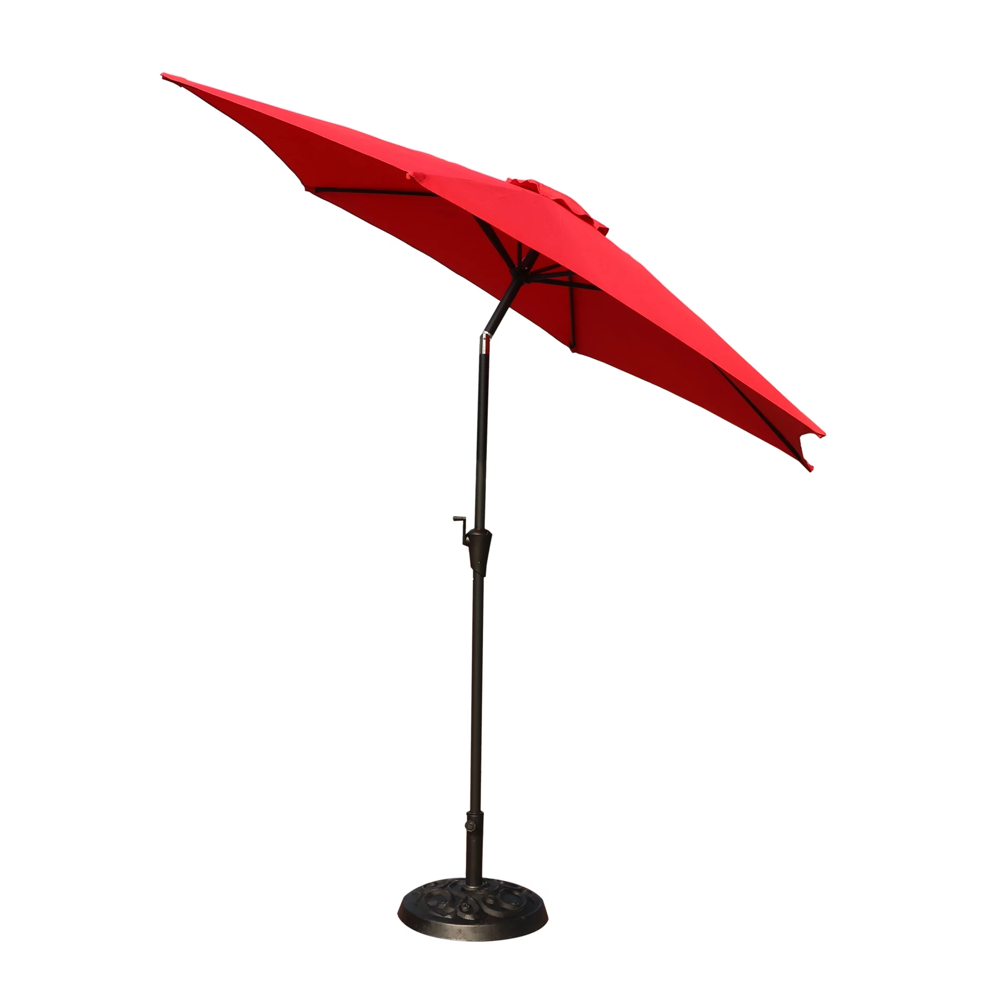 CoSoTower 8, 8 Feet Outdoor Aluminum Patio Umbrella, Patio Umbrella, Market Umbrella With 33 Pounds Round Resin Umbrella Base, Push Button Tilt And Crank Lift, Red