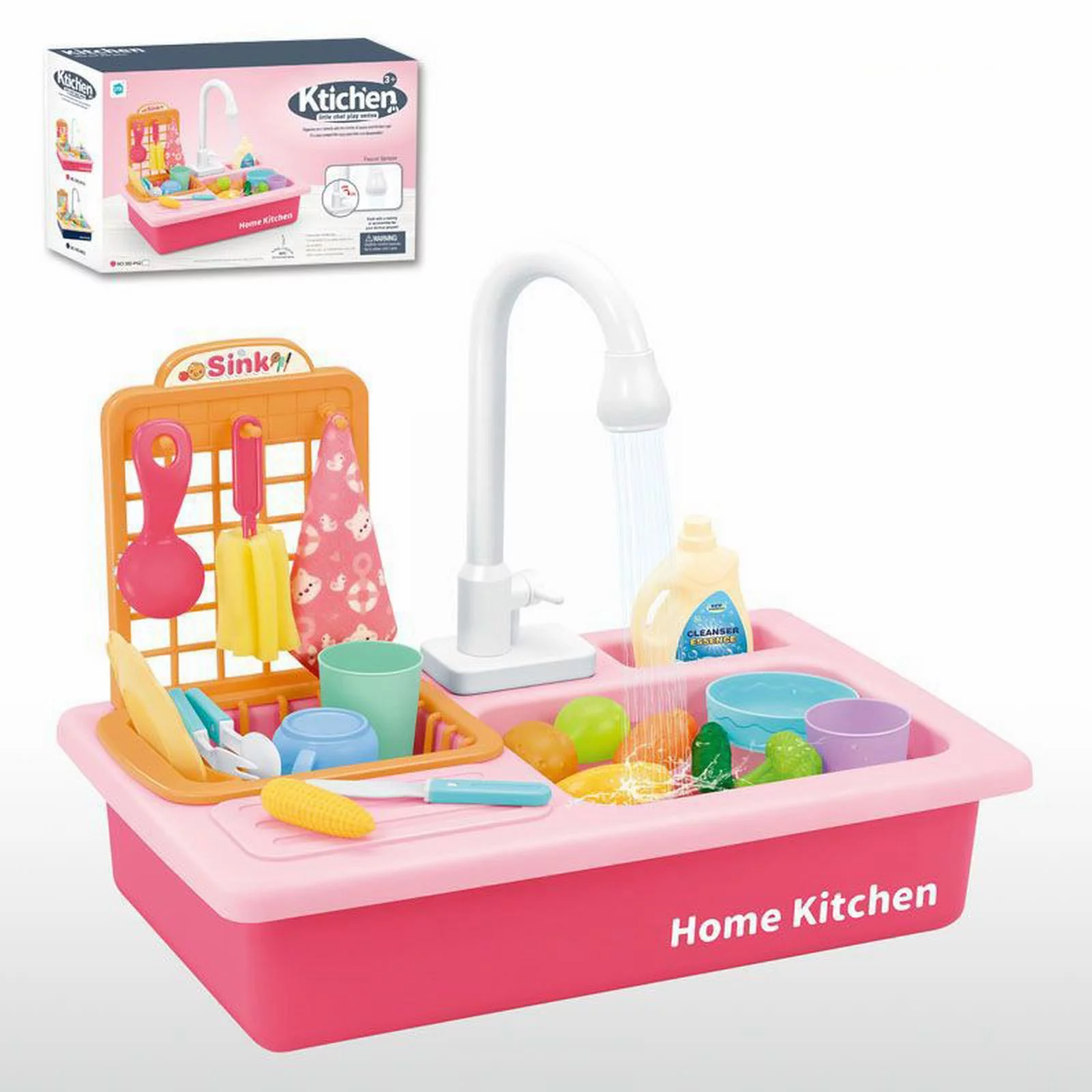 BOLUOYI Toys for Ages 5-7 Boyss 4Th of July Kitchen Sink Toys Children Electric Dishwasher Playing Toy with Running Water Automatic Water Cycle System Play House Pretend Role Play Toys for Boys