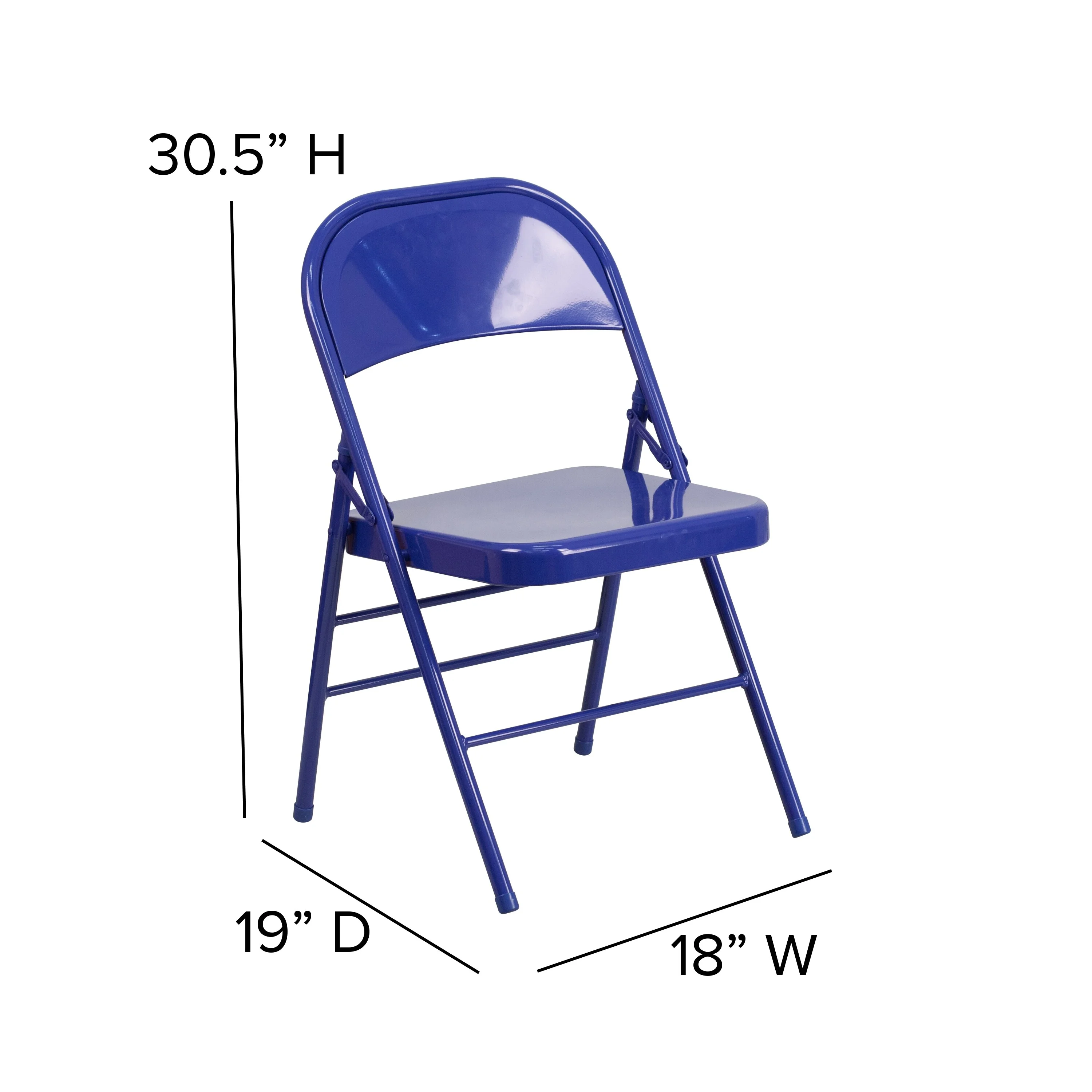 Flash Furniture 2 Pack Triple Braced & Double Hinged Folding Chair Cobalt Blue