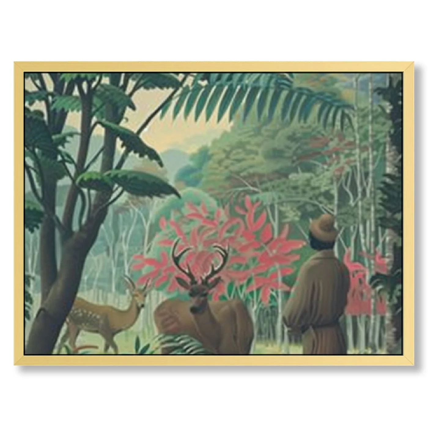 Henri Rousseau Wall Art,The Waterfall by Henri Rousseau Canvas Wall Decor,Cultural Historic Oil Painting Fine Art Reproduction Scenic Colorful for Living Room, Office,Unframed