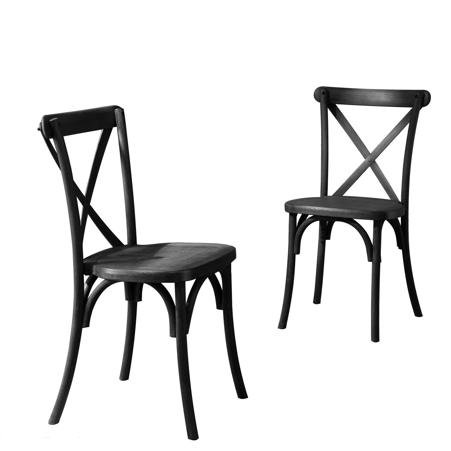 Waterproof Black Resin Cross Back Dining Chair - Set of 2 Stylish Chairs for Indoor or Outdoor Use - Durable and Elegant Seating Option for Home  Restaurant  or Event Space