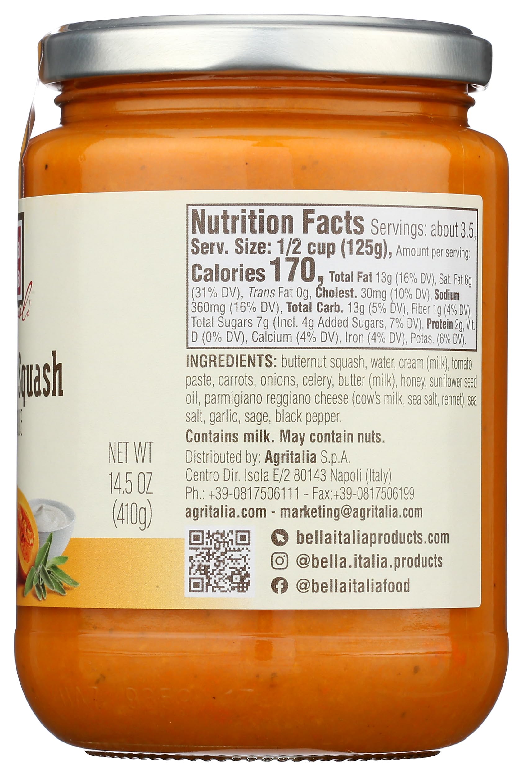 Bella Italia Butternut Squash Pasta Sauce, 14.5 OZ