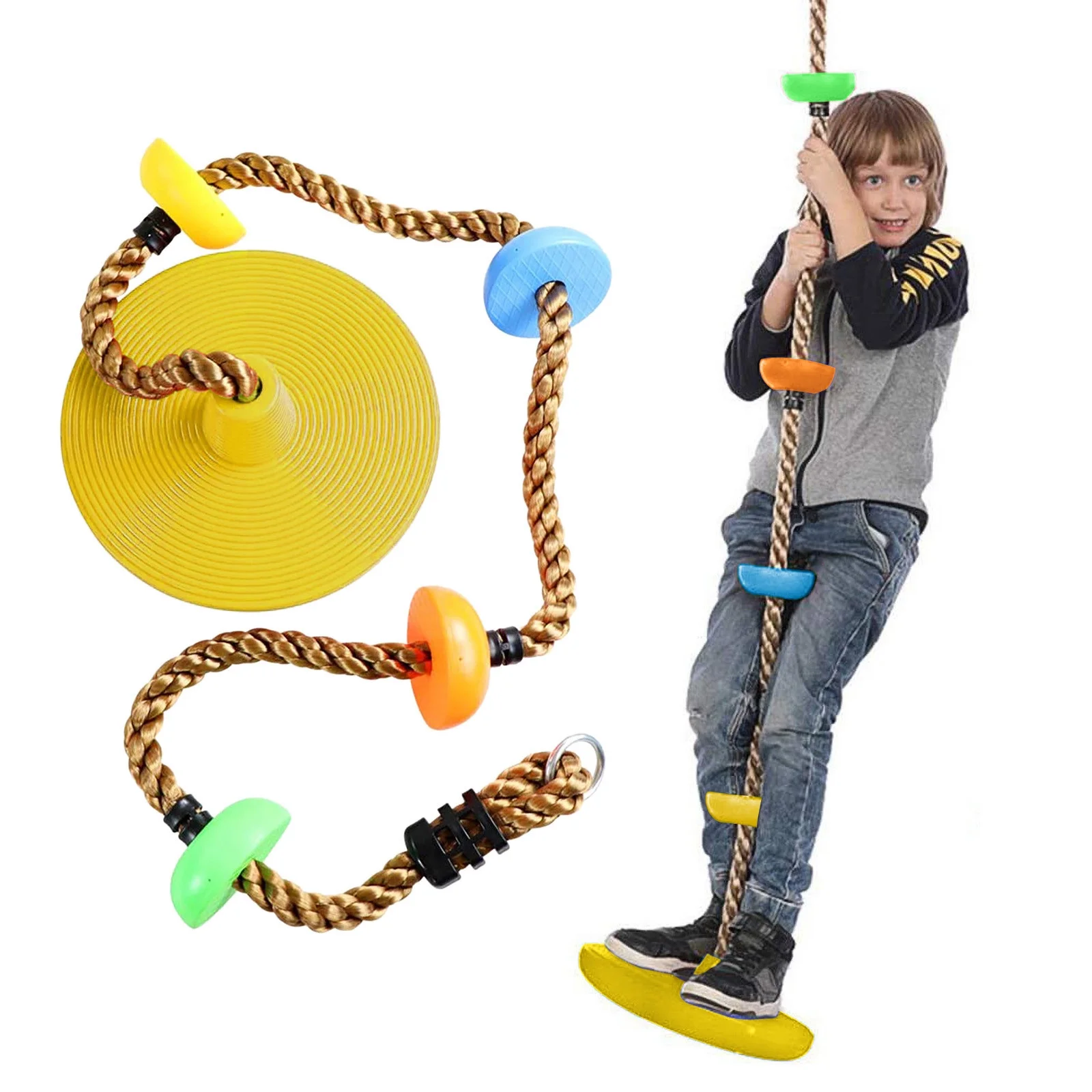 NLLSHGJ 12'' Climbing Rope for Platform & Disc Tree Swing Seat Set Fun for Kids Outdoor