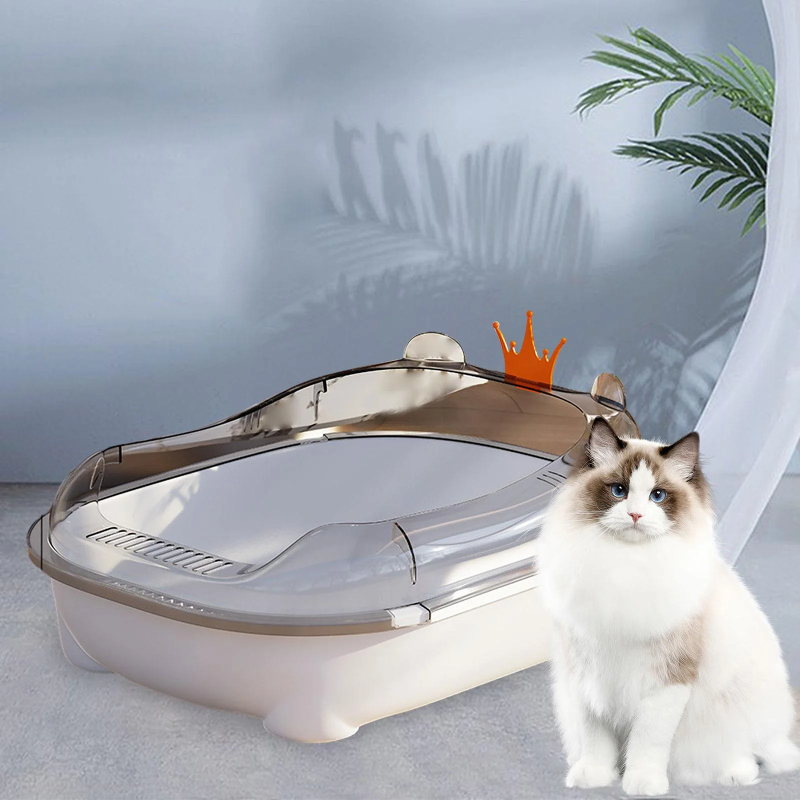 oshhnii Cat Litter Litter Container Cat Sand Box Large Bedpan with High Side Cat white