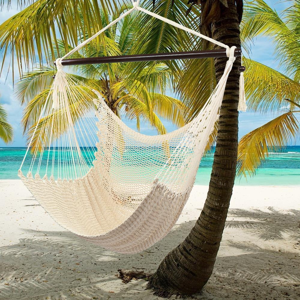 Large Hanging Caribbean XL Hammock Chair Seat with Tassels Swing Seat 3 Colors