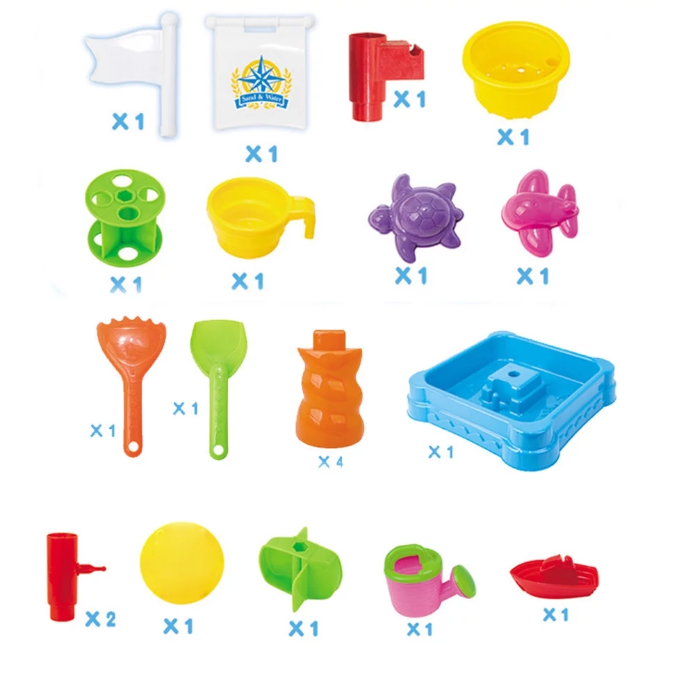 WYQLFSB Sand Water Table Outdoor Toddler Activity Table Sandbox Sensory Table Summer Toys Beach Play Table 21 PCS Accessories for Baby Kids Children