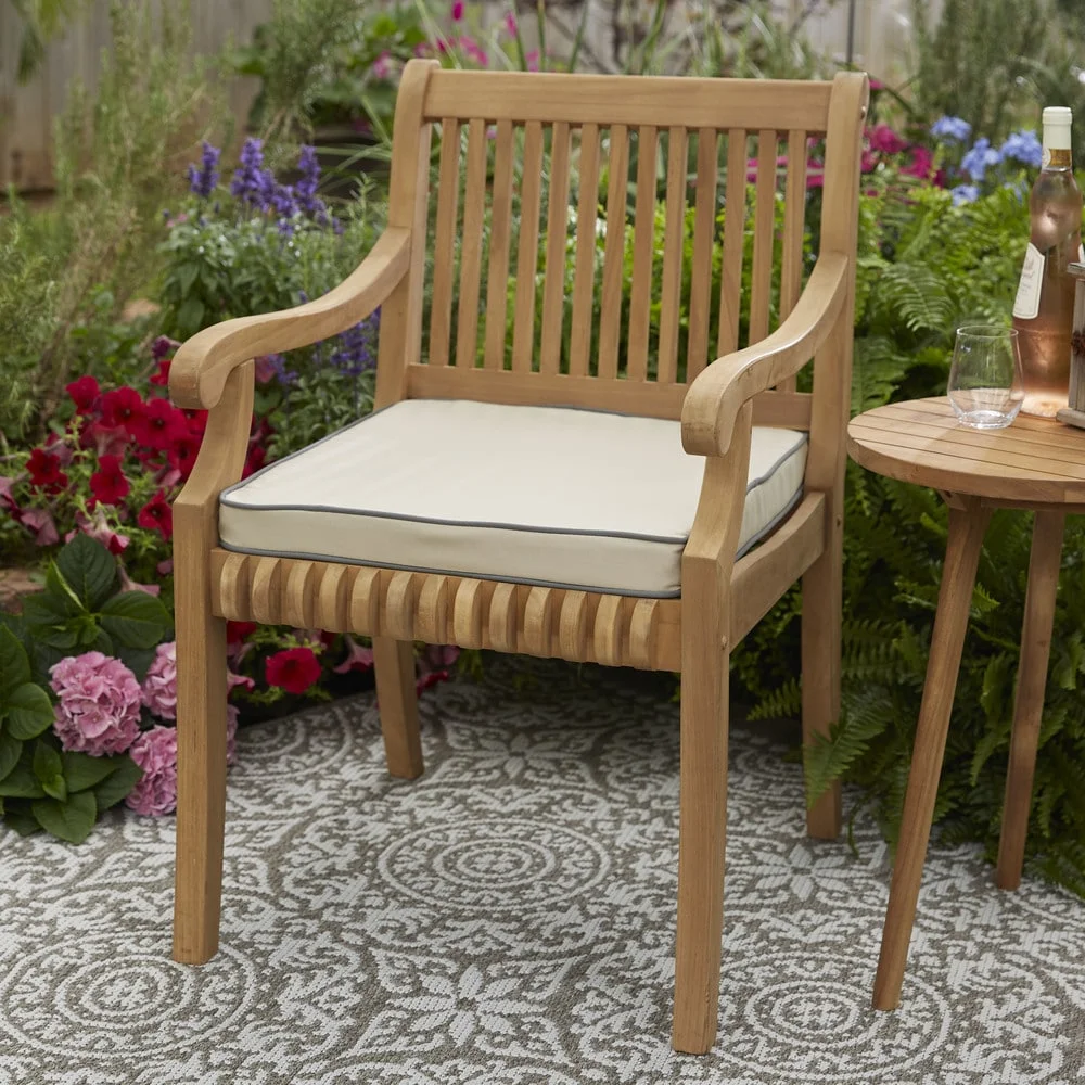 Humble and Haute Kokomo Teak Dining Chair Cushion with Sunbrella Fabric Black