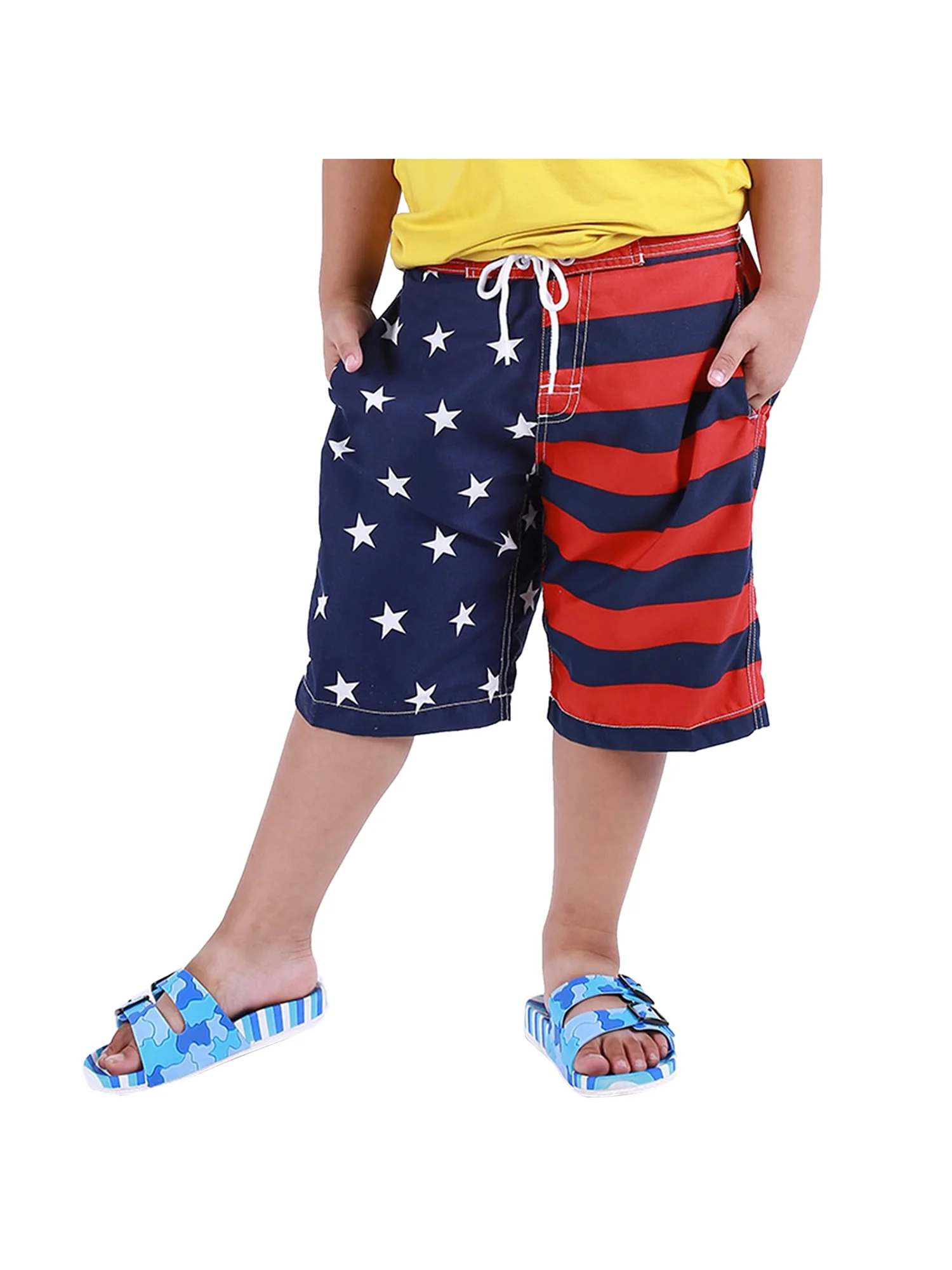 Shuttle tree Toddler Baby Boy American Flag Shorts Swimming Beach Shorts Drawstring Stripes Boardshorts with Pockets