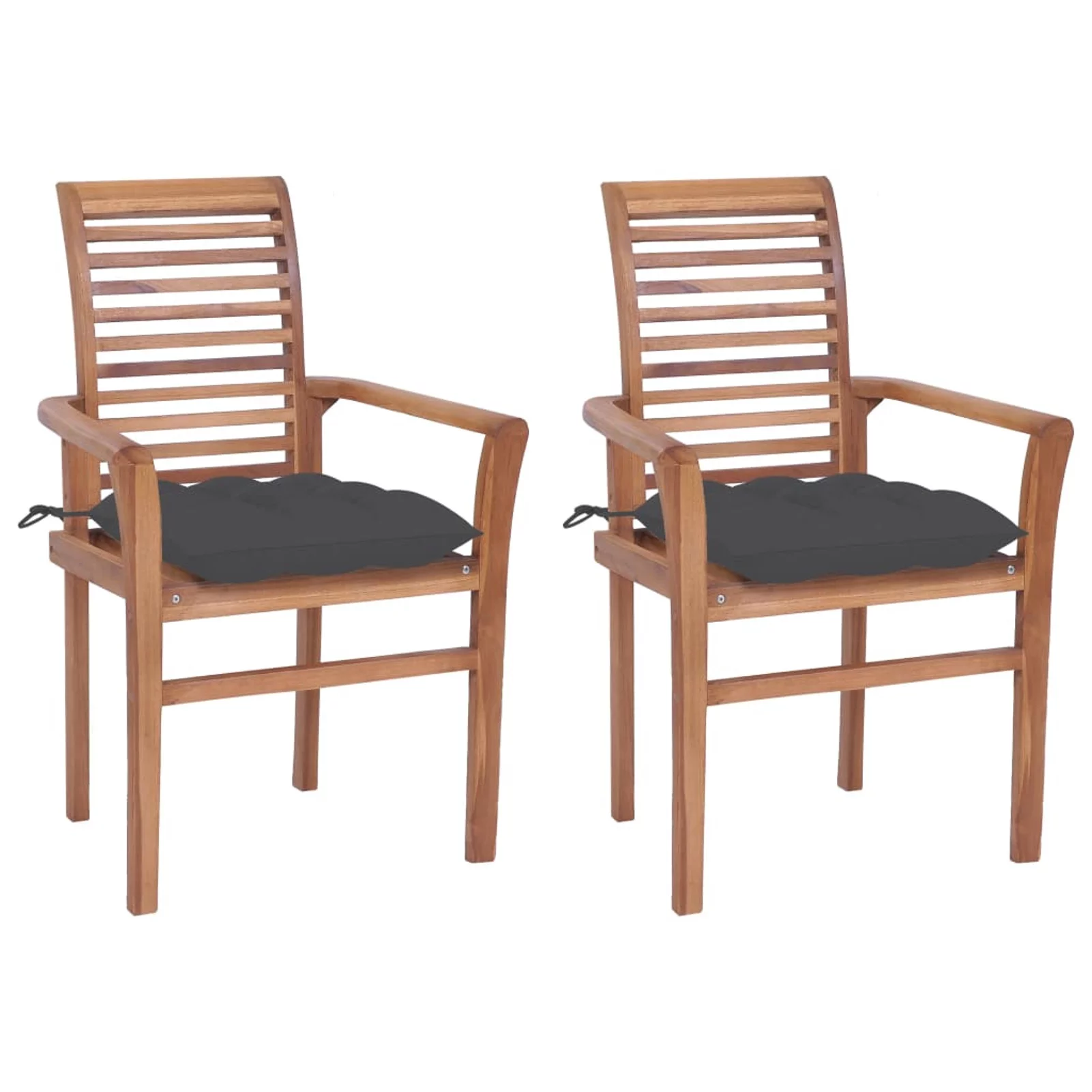 Walmeck Dining Chairs 2 pcs with Anthracite Cushions Solid Teak Wood