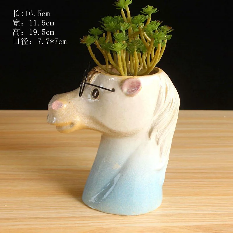 Rustic Ceramic Succulent Planter - Creative Animal Shaped Plant Pot