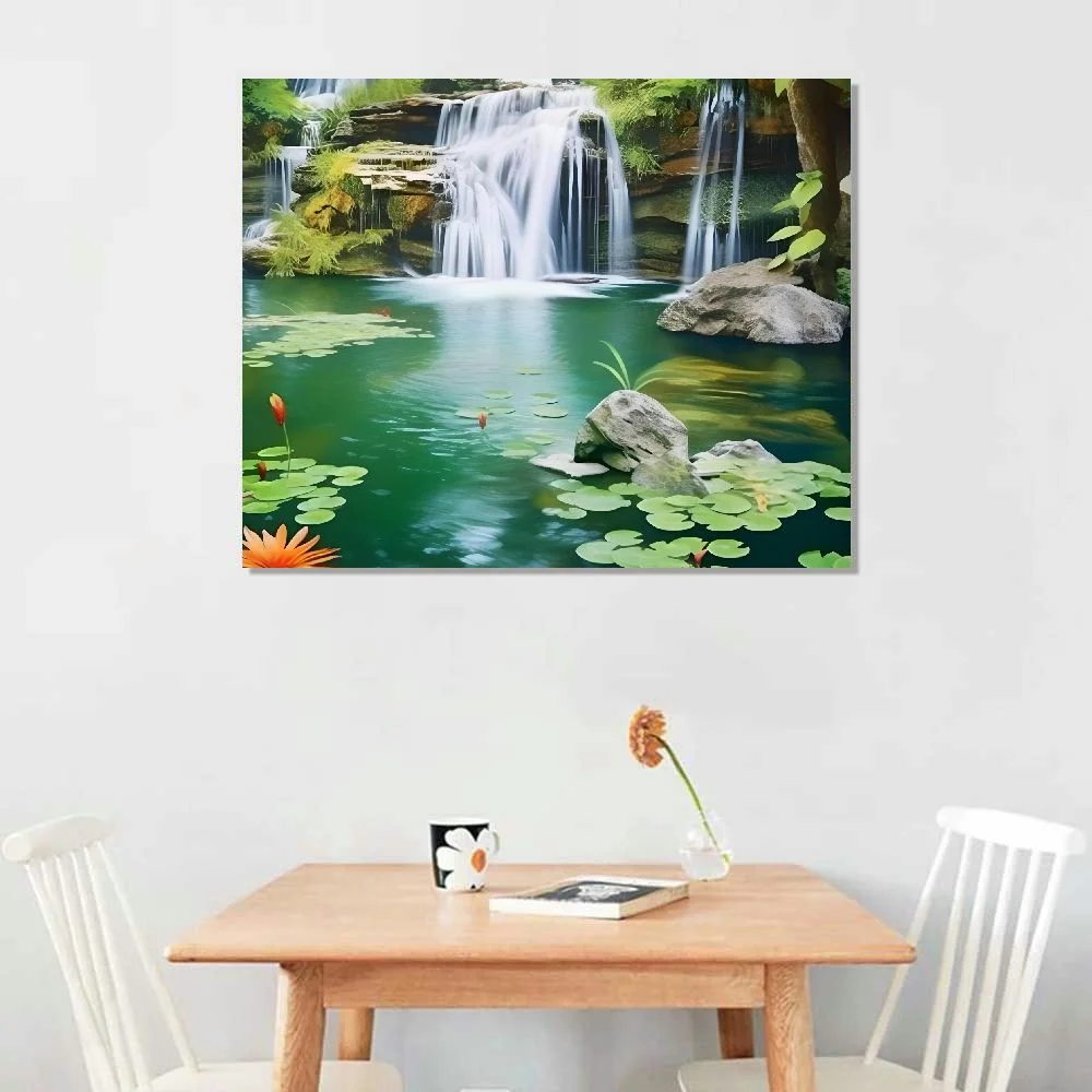 Creowell Art Modern Canvas Wall Art Picture 20x16in for Living Room Bedroom Fall Decor Waterfall Scenery 20x16in