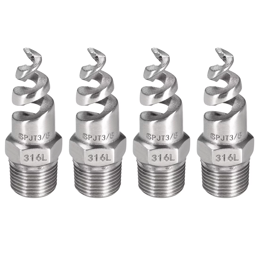 Spiral Cone Atomization Nozzle, 3/8 BSPT 316 Stainless Steel Sprinkler, 4 Pcs (Bright Silver)