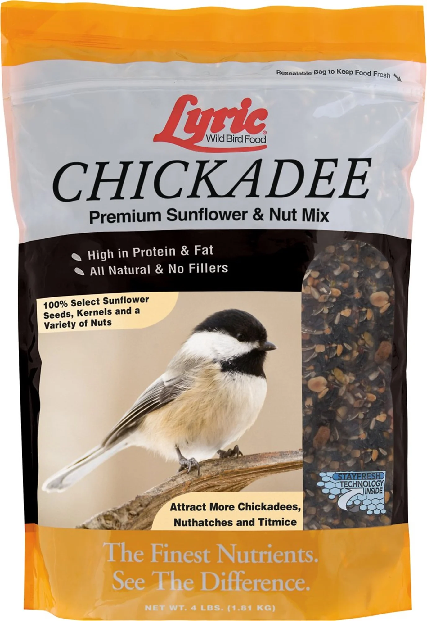 Lyric Chickadee Wild Bird Seed, Sunflower & Nut Bird Food Mix - 4 lb. Bag