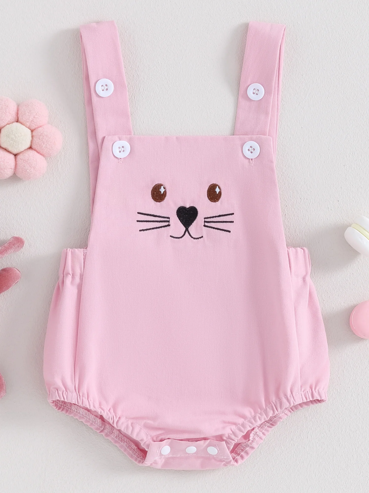 Baby Girl Easter Outfit Sleeveless Bunny Romper  one-piece  Bodysuit Jumpsuit Cute Newborn Summer Clothes