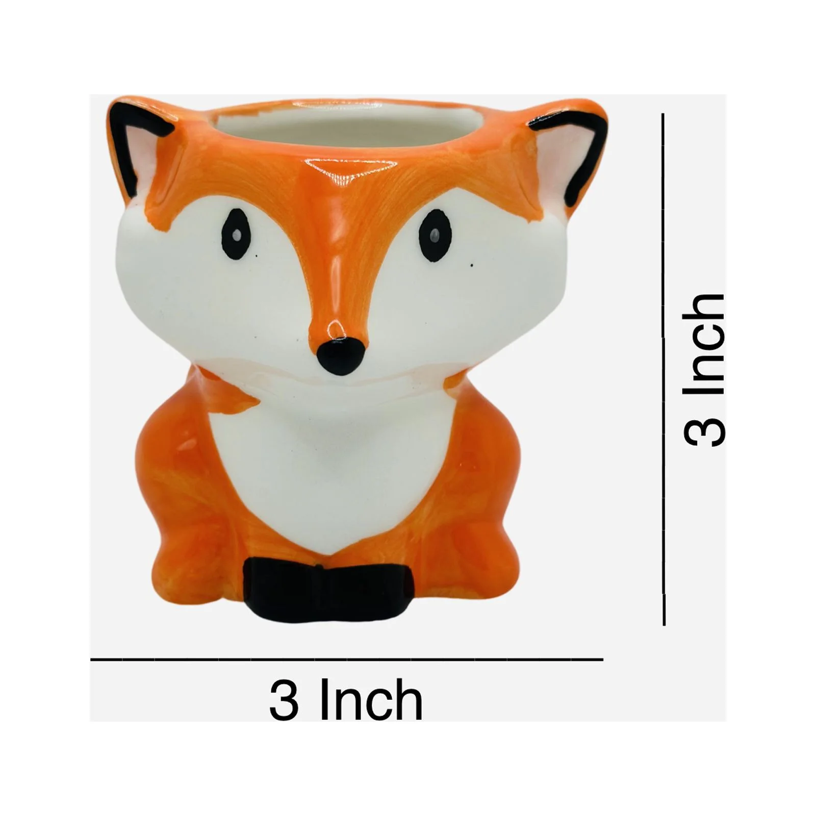 CZ Grain 1 Pot | 3 Inch | Small Succulent Plant Ceramic Animal Pot, Cute Home and Office Decor (Fox)