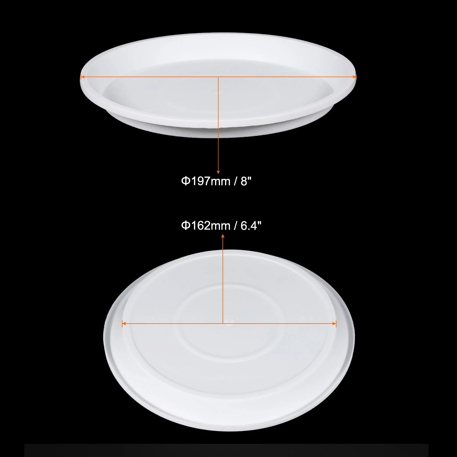 Uxcell Plant Saucers 8 Inch, 8 Pack Round Plastic Plant Drip Tray for Indoors Outdoors, White