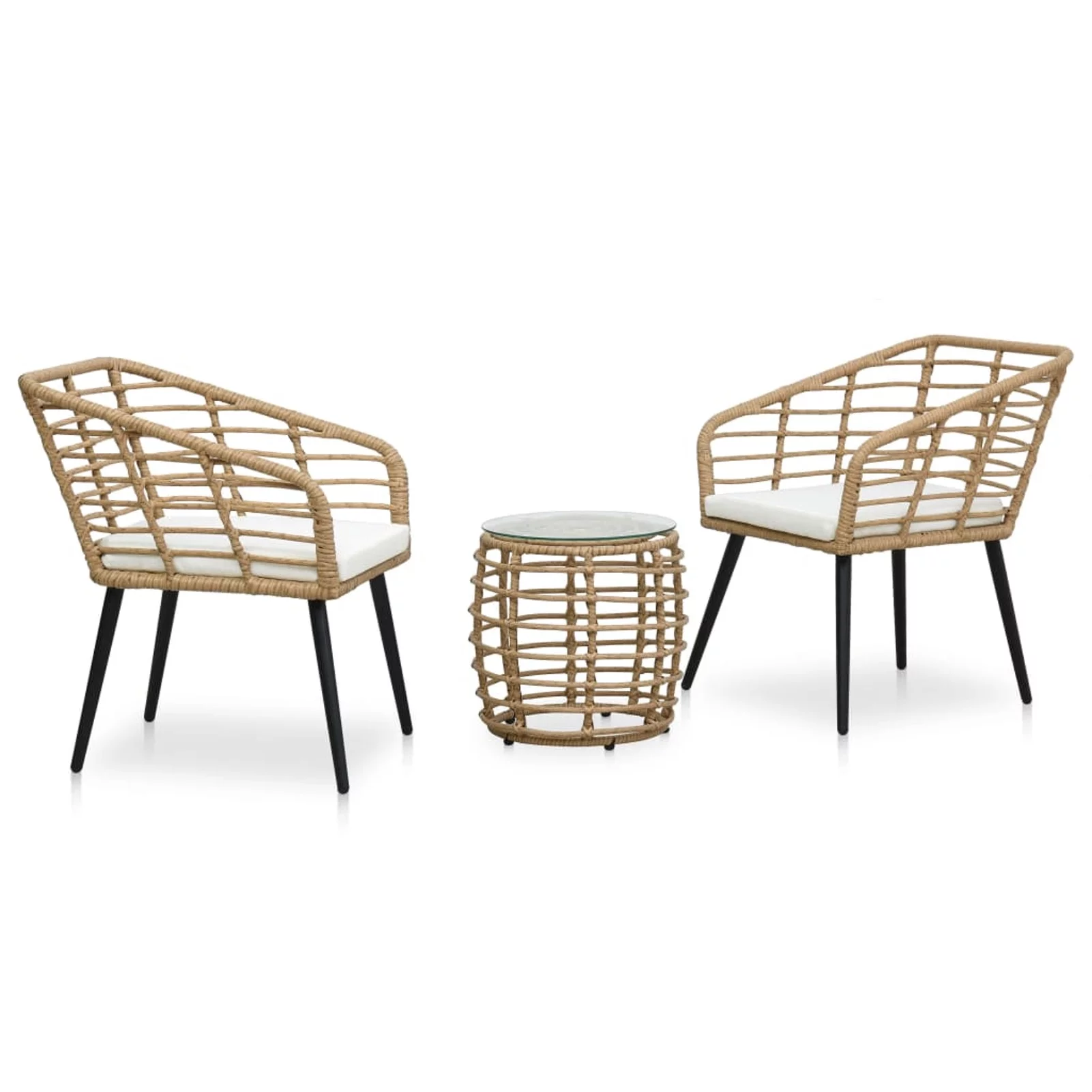 Anself 3 Piece Bistro Set Poly Rattan Oak