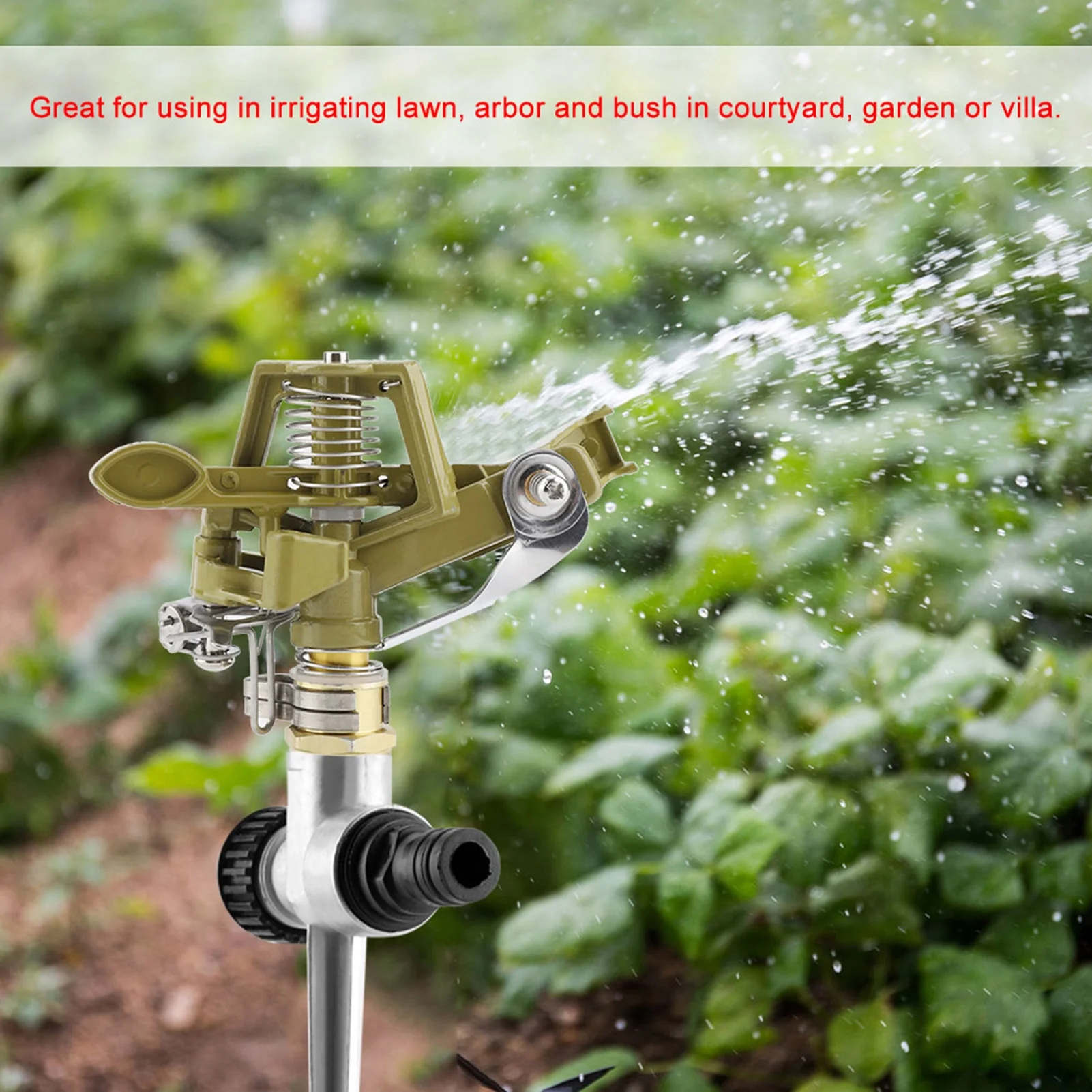 Heaveant Watering Sprinkler, 360 ° Zinc Alloy Ground Insert + Zinc Sprink Water Watering Sprinkler Sprayer Lawn Garden Yard