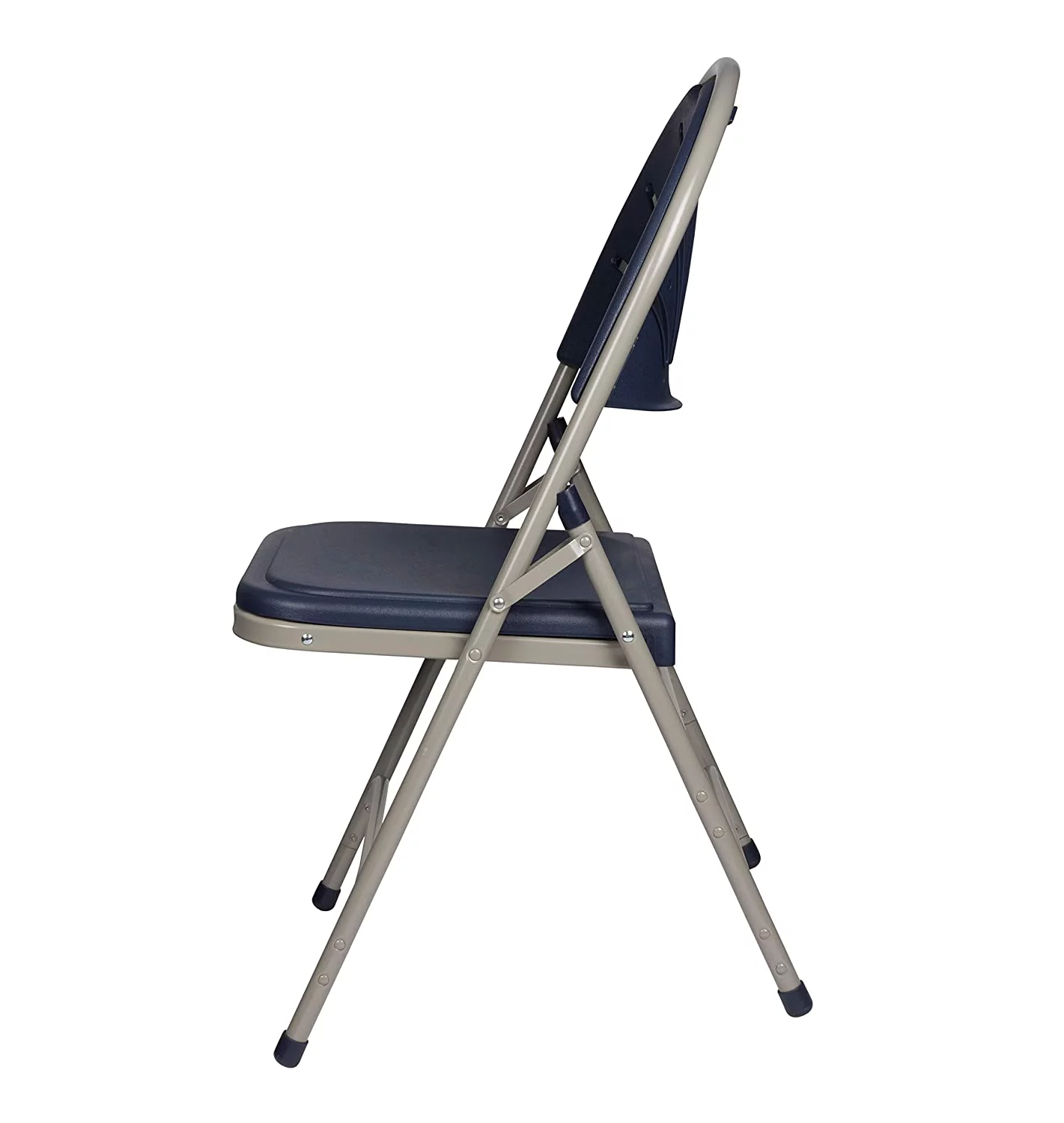 MINGFENG Heavy Duty Plastic Fan Back Folding Chair with Triple Brace, Navy