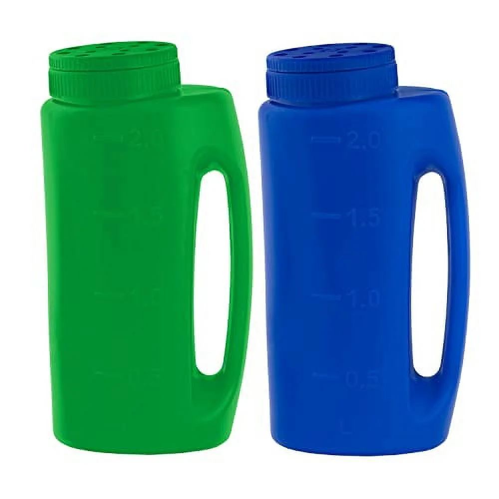 Ice Melt Salt Spreader Handheld Shaker for Lawn Seed, Salt, Ice Melt, Calcium, Deicer Shaker 2 Liter, Adjustable Hole Size, Handy for Fertilizer Lawn Seed Salt to Deice (Multi)