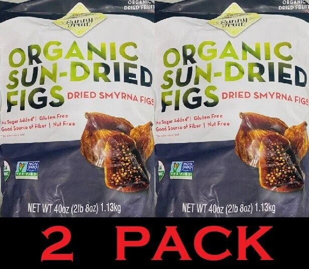 2x  USDA Organic Sun-Dried Smyrna Figs 40 oz Bag 2.5 Lbs - 2 PACK