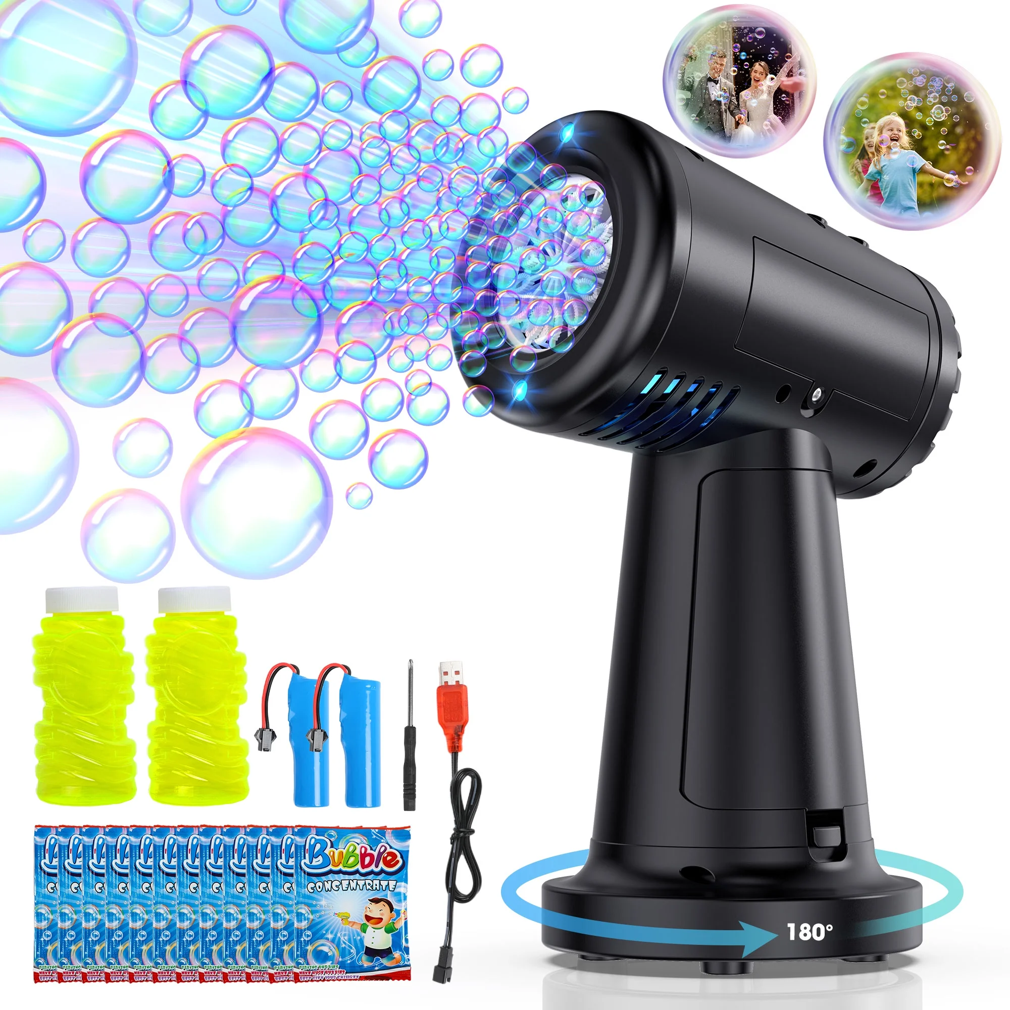 Freecat Bubble Machine, Automatic Bubble Blower with 19000+ Bubbles/Min, Portable Bubble Machine for Kids Toddlers, Outdoor Toys for Parties, Birthday, Wedding, Christmas