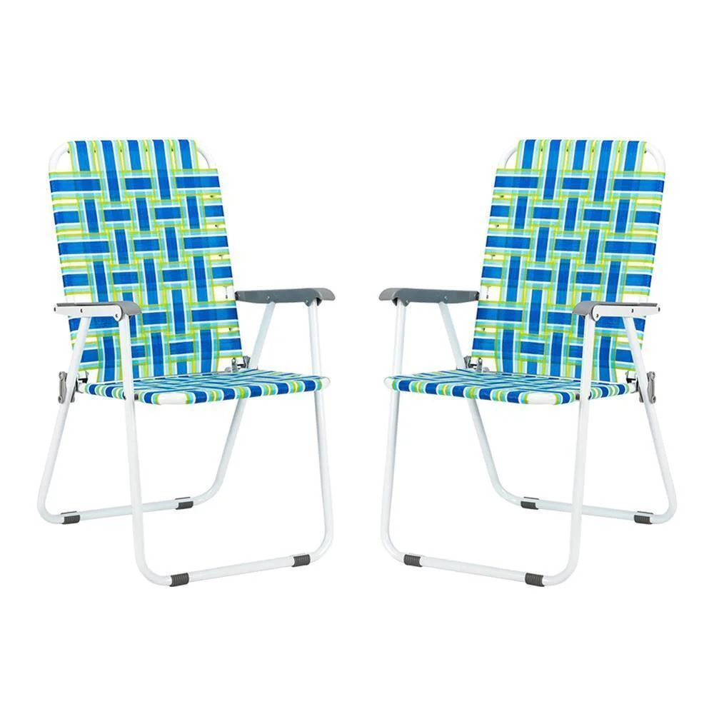 2 Pcs Folding Webbed Lawn Beach Chair,Heavy Duty Portable Chairs for Outside