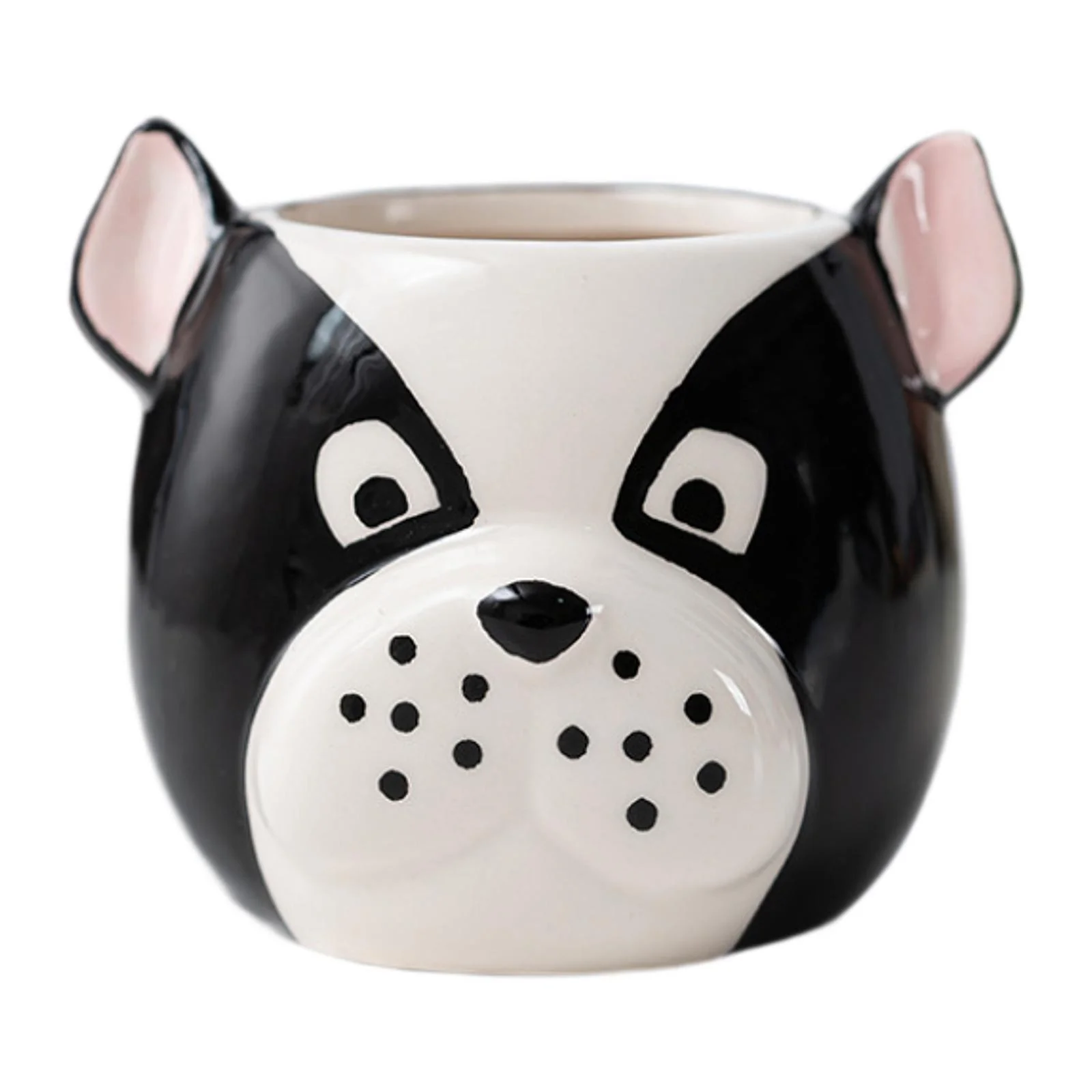 jicheng Porcelain Cartoon Dog Puppy Figurine Planter Balcony Decoration Flower Plant Pot Bulldog