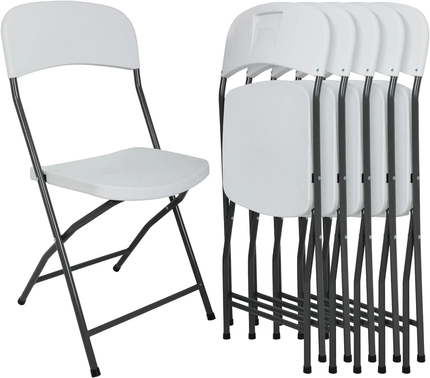 SJIOKL 6 Pack   Plastic Fold Up Chair  Portable Stackable Commercial Seat with Backrest & Metal Frame for Outdoor Indoor Events  Office  Party  Wedding  265 LBS Capacity