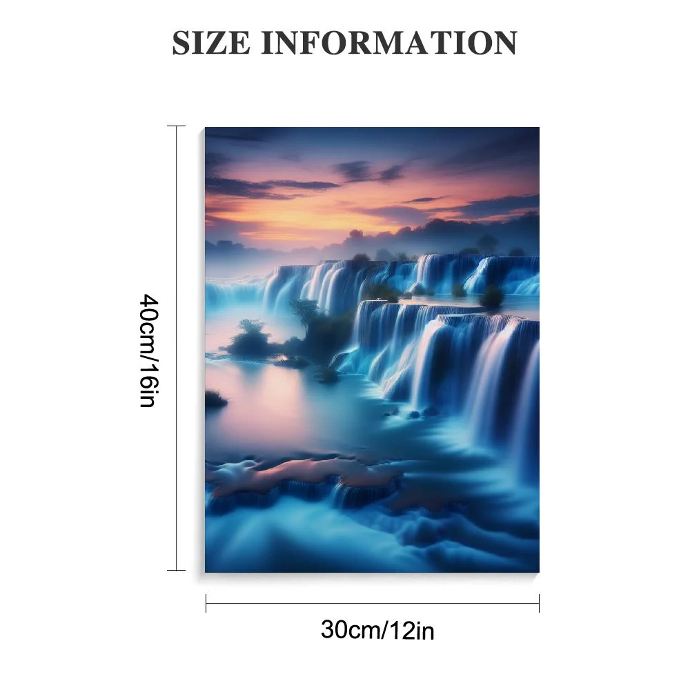 Lingy  - Landscape Canvas Wall Art for Home Decor Blue Waterfall Sunset The Picture Print On Canvas Seascape Wall Decor for Living Room,Ready to Hang