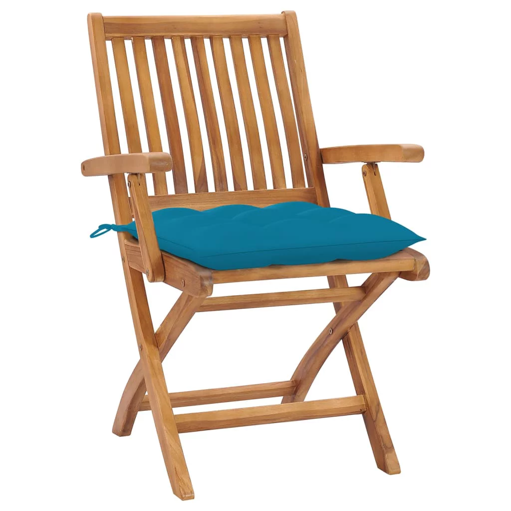 moobody Folding Patio Chairs with Cushions 4 pcs Solid Teak Wood