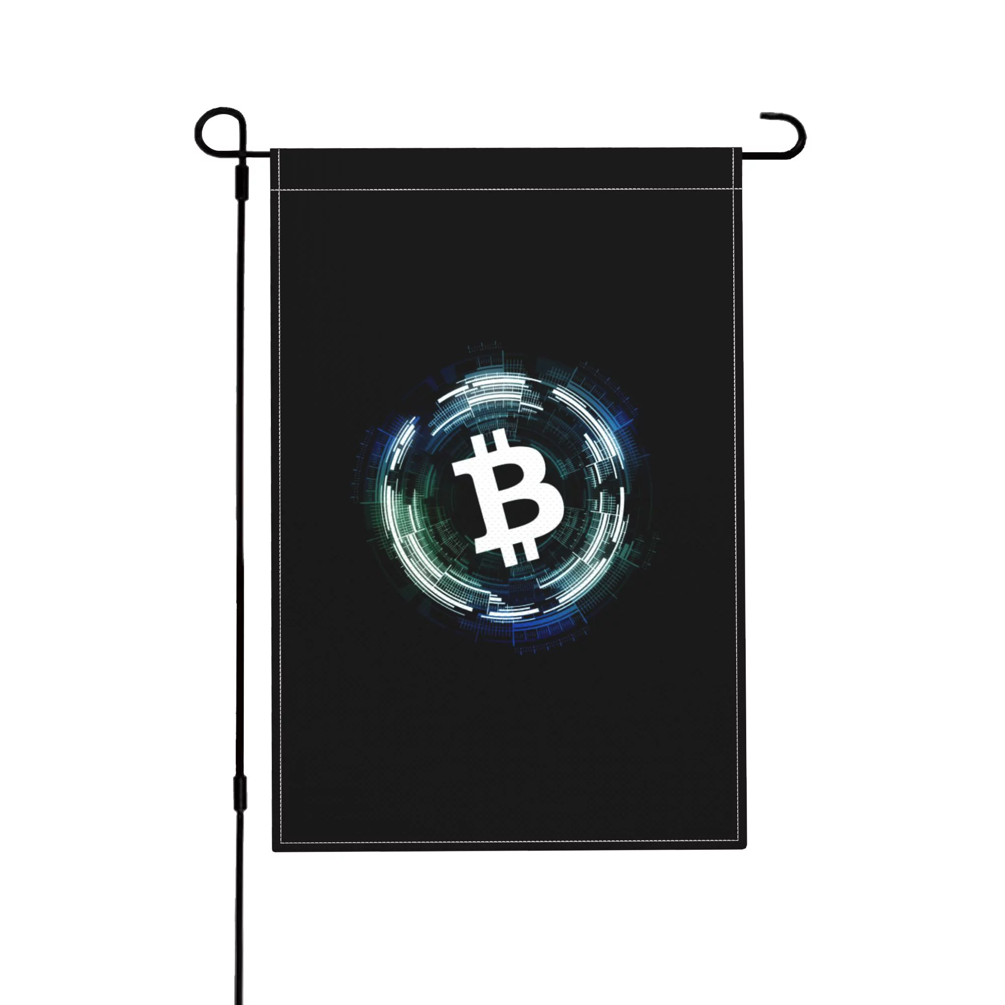 TEQUAN Cryptocurrency Blockchain Bitcoin Garden Flags, 18 x 12 inch Double Sided Linen Outdoor Flag for Holiday Farmhouse Yard Home Decor