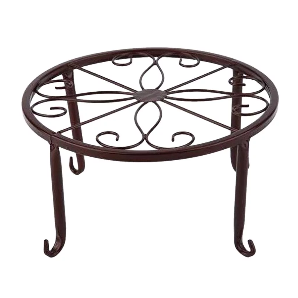 Indoor Garden Iron Ceramic Flower Pot Plant Display Stand Holder Bronze